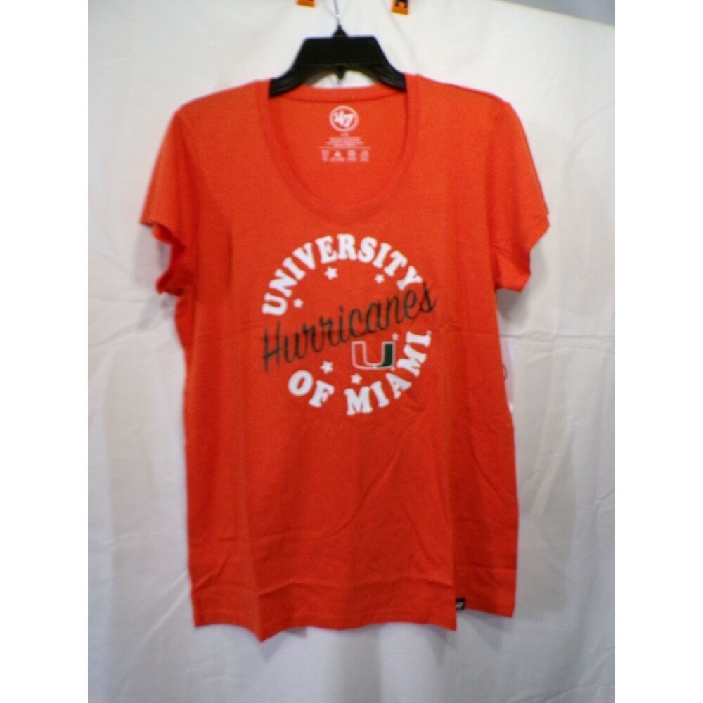 47 Brand Miami Hurricanes Women's T-Shirt Large Orange University of Miami